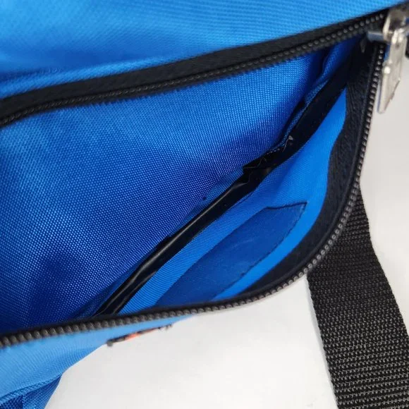 Retro 80s Blue TA Fanny Pack 3 Pocket Bum Bag Waist Wallet Crossbody - Picture 7 of 8